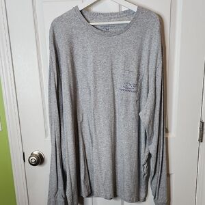 Vineyard Vines Classic Whale Logo Long Sleeve Gray T-Shirt Men's 3XB